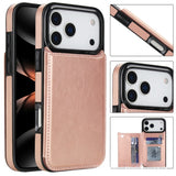 Crazy Horse Texture Double‑Button Card Holder Leather Case for iphone