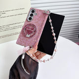 Gold‑Stamped Bow Magnetic Kickstand Case for Samsung Z Fold
