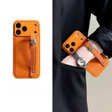 Camellia Shockproof Wrist Strap Leather Case for iphone