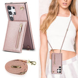 Leather Zipper Card Holder Crossbody Case for Samsung