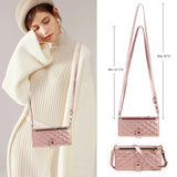 Plaid Zipper Wallet Leather Case with Hand & Crossbody Strap for iphone