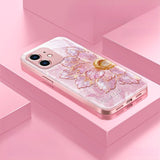 Yarn‑Texture Pink Floral Case with Lanyard for iphone