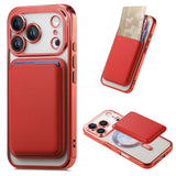 Transparent Electroplated Magnetic Detachable Card Holder Case for iphone