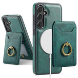 Ring Magnetic Card Holder Leather Case for Samsung