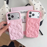 Simple Pink Bowknot Silicone Soft Case for iphone