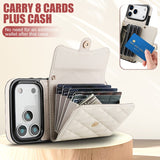 Checkered Crossbody Accordion Card Holder Leather Case for iphone