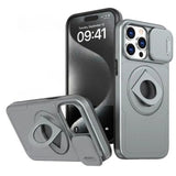 Magnetic Shockproof Case with Sliding Camera Cover, Ring Stand for iphone