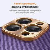 Luxury Plating Leather Carbon Fiber Texture Case with Alloy Len for iphone