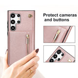 Leather Zipper Card Holder Crossbody Case for Samsung