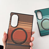 Contrast‑Color Weave Carbon‑Fiber Magnetic Case for Samsung Z Fold