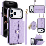 Checkered Crossbody Accordion Card Holder Leather Case for iphone