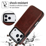 Crazy Horse Texture Double‑Button Card Holder Leather Case for iphone