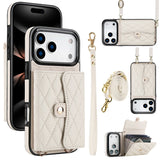 Checkered Crossbody Accordion Card Holder Leather Case for iphone