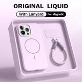 Magnetic Liquid Silicone Lanyard Strap Case for iphone