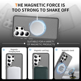 Magnetic Carbon Fiber Case with Rotatable Stand for Samsung