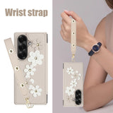 Shockproof Flower Case with Card Holder & Lanyard for Samsung Z Fold