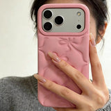 Simple Pink Bowknot Silicone Soft Case for iphone