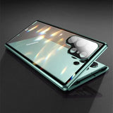 Double Sided Tempered Glass Metal Magnetic Case with Bottom Lock Catch for Samsung