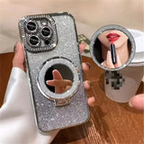 Magnetic Diamond Glitter Stand Mirror Case for iphone