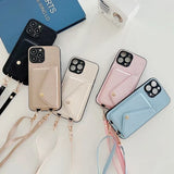 Leather Crossbody Wallet Case with Card Slots for iphone