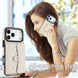 Checkered Crossbody Accordion Card Holder Leather Case for iphone