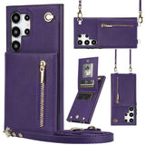 Leather Zipper Card Holder Crossbody Case for Samsung