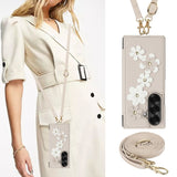 Shockproof Flower Case with Card Holder & Lanyard for Samsung Z Fold