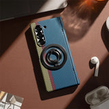 Magnetic Carbon Fiber Slim Ultra Case  with Kickstand Ring Holder for Samsung Z Fold