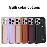 Shockproof Leather Case with Wrist Strap & Card Holder for iphone