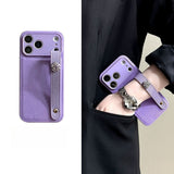 Camellia Shockproof Wrist Strap Leather Case for iphone