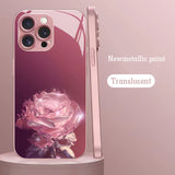 Crystal Rose Tempered Glass Case for iphone