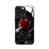 Black Silk Red Rose Pattern Glass Case for iphone