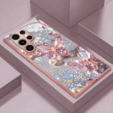 Sparkle Diamond Butterfly Pattern Glass Case for Samsung
