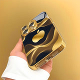 Gold Foil Ink Wash Pattern Electroplated Gold Glass Case for iphone