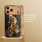 Gold‑Electroplated Glass Black‑Gold Rider Pattern Case for iphone