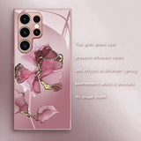 Marble Floral Pattern Glass Case for Samsung