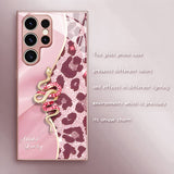 Leopard Print Diamond Snake Glass Case for Samsung