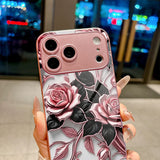 Pink Rose Pattern Glass Case for iphone