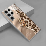 Leopard Print Diamond Snake Glass Case for Samsung