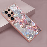 Sparkle Diamond Butterfly Pattern Glass Case for Samsung