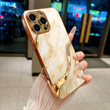 Marble Gold‑Plated Glass Case for iphone