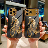 Gold‑Electroplated Glass Black‑Gold Rider Pattern Case for iphone