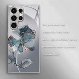 Marble Floral Pattern Glass Case for Samsung