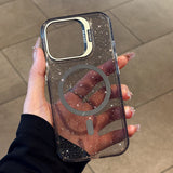 Glitter Magnetic Case with Metal Lens Stand for iphone