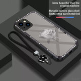 Ice‑Snow Rose Pattern Glass Case with Flower Lanyard for iphone