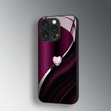Iridescent Purple Heart Tempered Glass Case for iphone