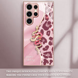 Leopard Print Diamond Snake Glass Case for Samsung