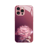 Crystal Rose Tempered Glass Case for iphone