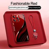 Metallic Paint Minimal Case with Flower Wrist Strap for iphone