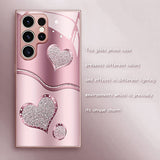 Pink Curved Heart Tempered Glass Case for Samsung